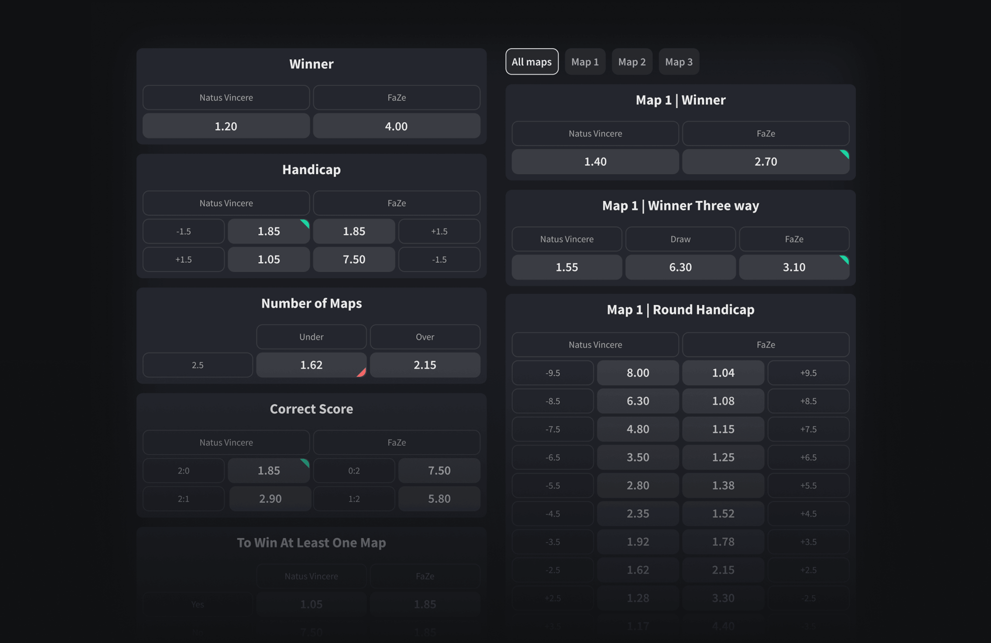 Odds feed 1-1
